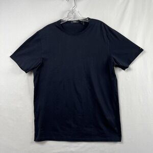 Theory Shirt Mens Large Precise Tee Luxe Cotton Navy Blue Short Sleeve Casual
